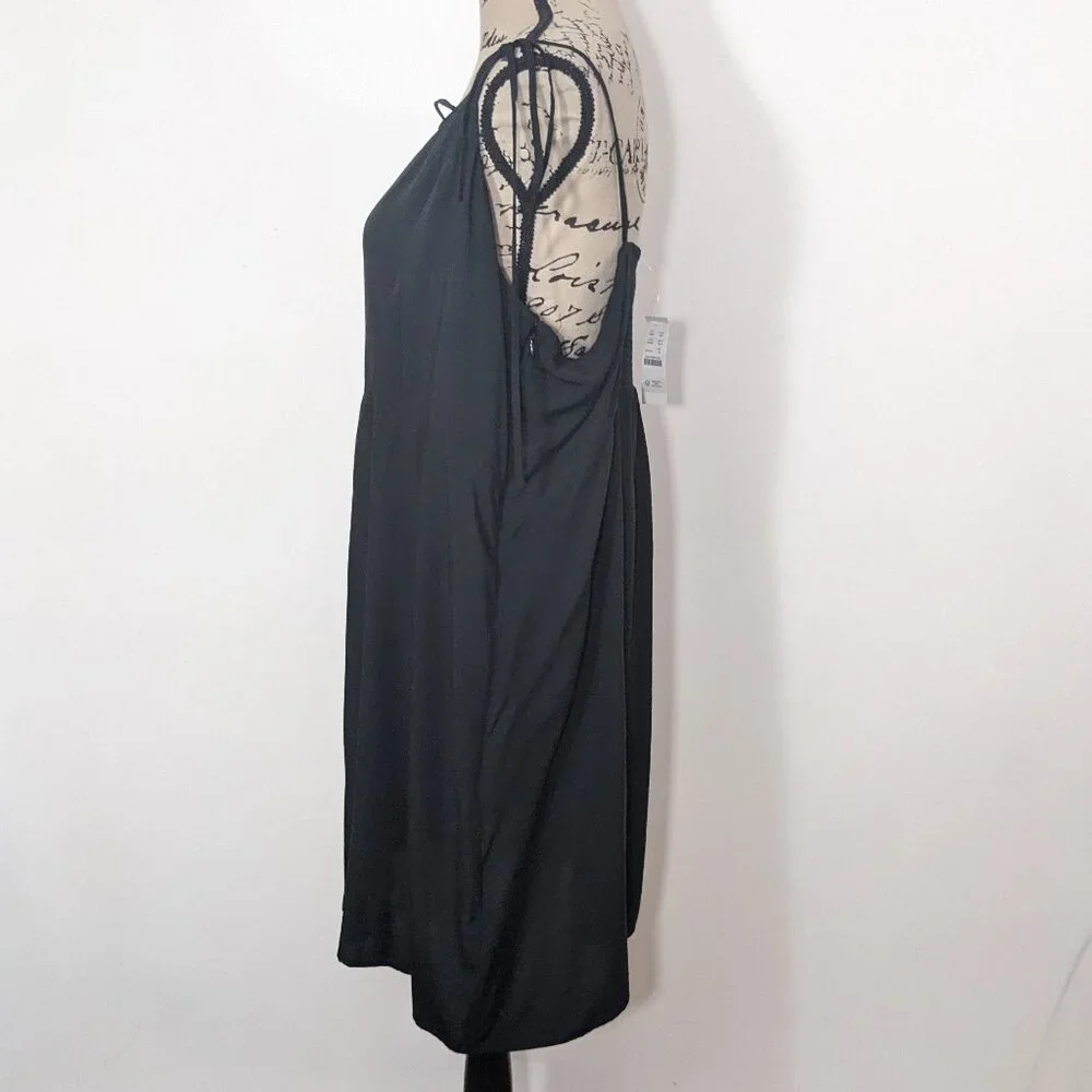 NWT J Crew BI596 Kauai Tie-Strap Mini Dress Black Plus Size 24